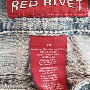Red Rivet Jeans with diamond studs Size 13